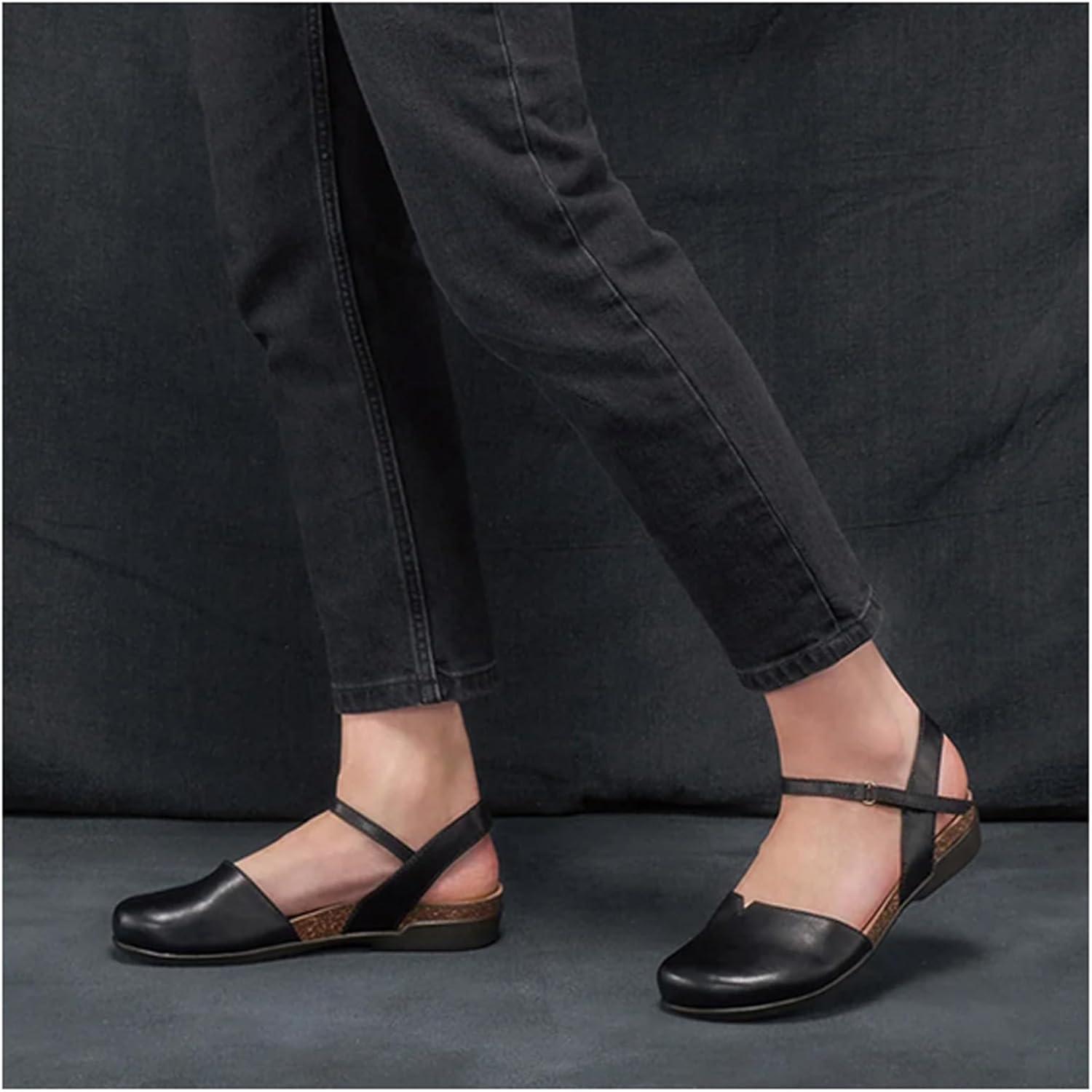 imageDansko Rowan Sandal for Women  Memory Foam and Cork Footbed for Comfort and Arch Support  Lightweight Rubber Outsole for LongLasting Wear  Versatile Casual to Dressy FootwearBlack Waxy