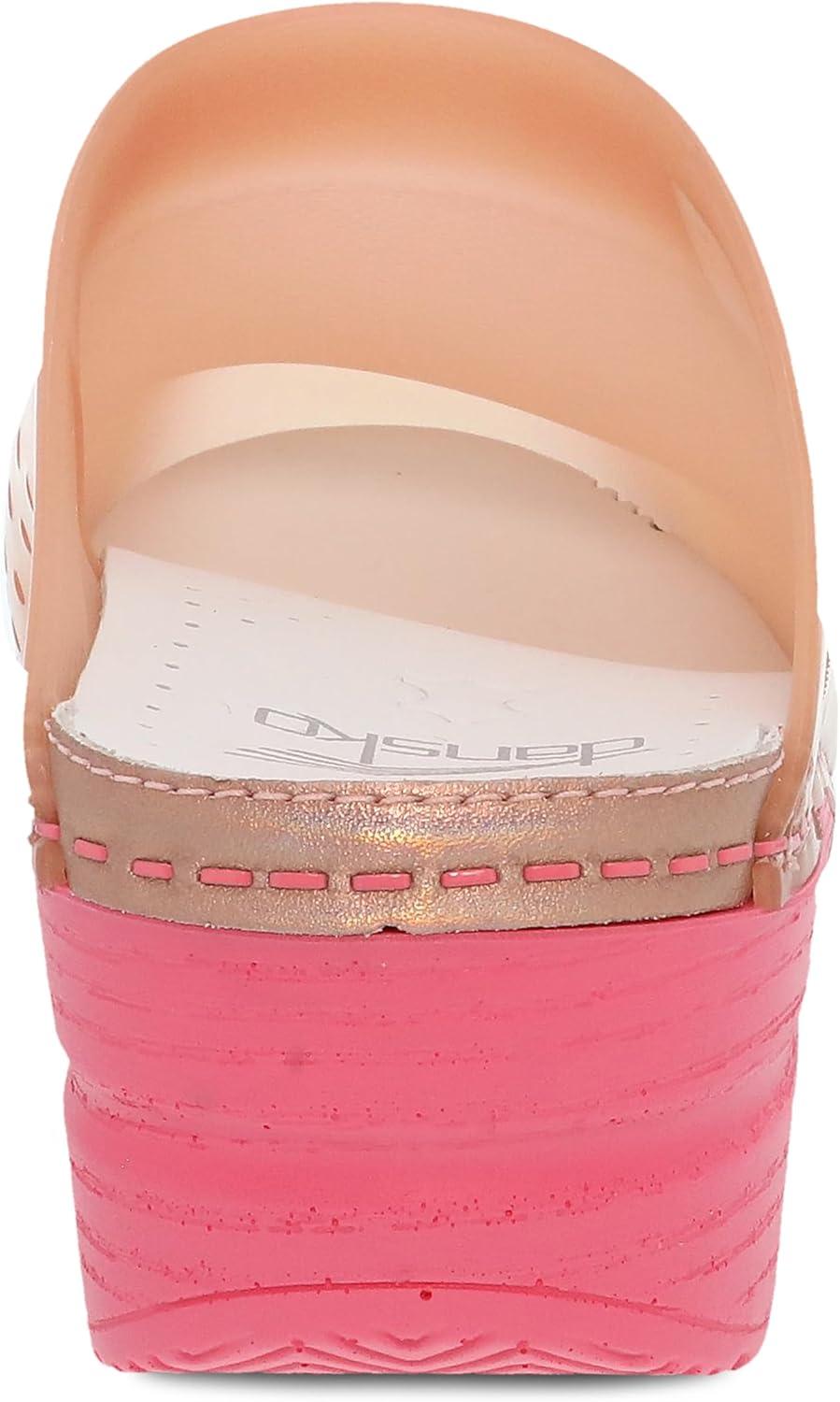 imageDansko Sonja Translucent Slipon Mule Clog for Women  AntiFatigue Rocker Bottom Promotes Forward Foot Motion  JellySoft CandyColored ShellCoral