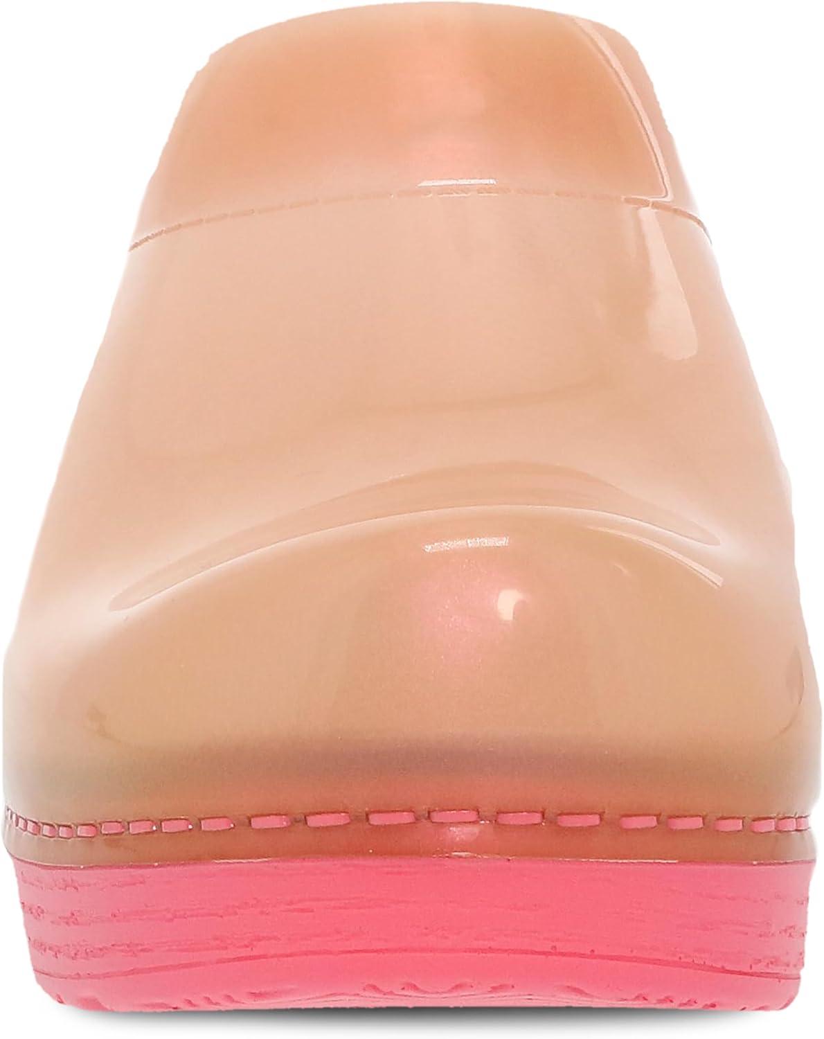 imageDansko Sonja Translucent Slipon Mule Clog for Women  AntiFatigue Rocker Bottom Promotes Forward Foot Motion  JellySoft CandyColored ShellCoral