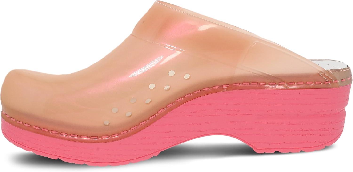 imageDansko Sonja Translucent Slipon Mule Clog for Women  AntiFatigue Rocker Bottom Promotes Forward Foot Motion  JellySoft CandyColored ShellCoral