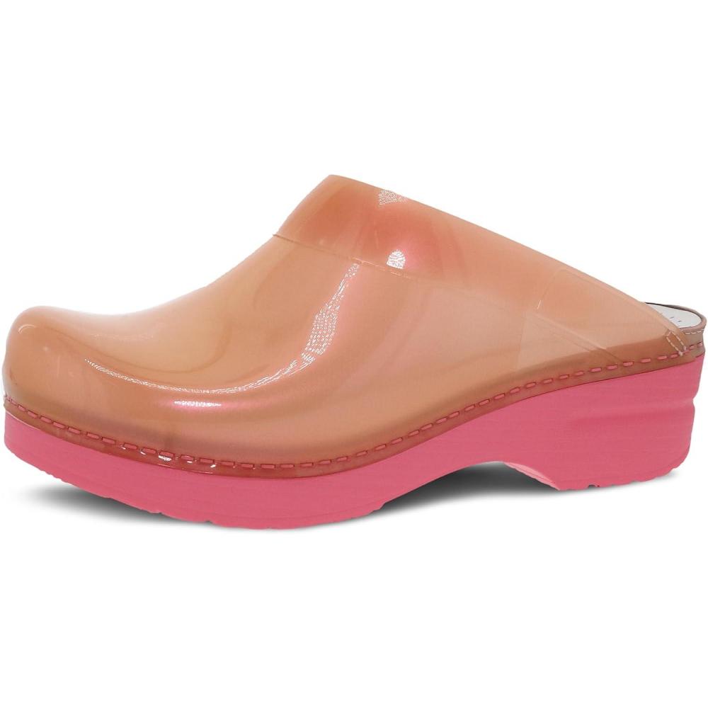 imageDansko Sonja Translucent Slipon Mule Clog for Women  AntiFatigue Rocker Bottom Promotes Forward Foot Motion  JellySoft CandyColored ShellCoral