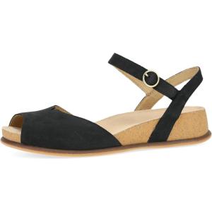 imageDansko Cass PeepToe Wedge Sandal for Women Low Profile Wedge with Arch Support Adjustable Fit for Walking ComfortBlack