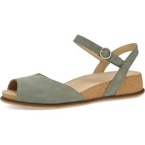 imageDansko Cass PeepToe Wedge Sandal for Women Low Profile Wedge with Arch Support Adjustable Fit for Walking ComfortSage