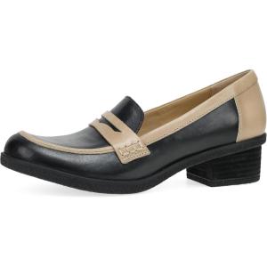 imageDansko Danica Heeled Loafer for Women  Waterproof Leather with Rubber Outsole and Leather Stacked Heel for LongLasting Style in Any WeatherBlackDune
