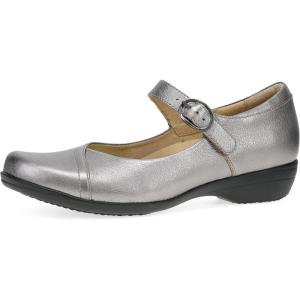 imageDansko Fawna Mary Jane for Women  Cute Comfortable Shoes with Arch Support  Versatile Casual to Dressy Footwear with Buckle Strap  Lightweight Rubber OutsolePewter Metallic