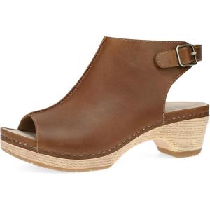 imageDansko Lizzy PeepToe Booties for Women  Linings from Recycled Materials and Leather for Breathability Lightweight Rubber Outsole for LongLasting WearTan