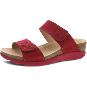 imageDansko Maddy SlipOn Wedge Sandal for Women Comfortable Wedge Shoes with Arch Support Fully Adjustable Straps with Hook ampamp Loop ClosureVersatile Casual to Dressy Footwear Lightweight Rubber OutsoleRed