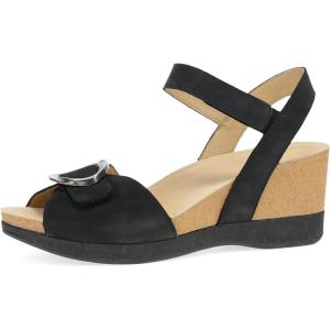 imageDansko Stella MultiStrap Wedge Sandal for Women  CorkEVA Wedge with Arch Support Fully Adjustable StrapsLightweight Rubber OutsoleBlack