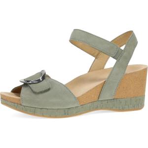 imageDansko Stella MultiStrap Wedge Sandal for Women  CorkEVA Wedge with Arch Support Fully Adjustable StrapsLightweight Rubber OutsoleSage