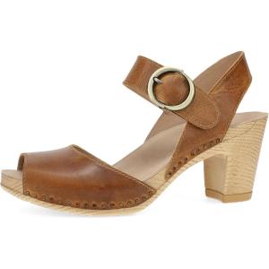 imageDansko Tamra Peep Toe Sandal for Women  Quality Leathers and a Heel for a Classy AllDay Look  Cushioned Footbed for AllDay ComfortTan