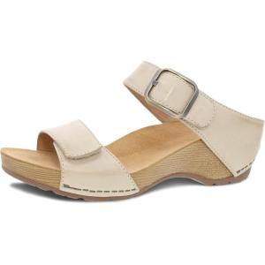 imageDansko Tanya SlipOn Wedge Sandal for Women  Cushioned Contoured Footbed for AllDay Comfort and Support  Hook ampamp Loop Strap with Buckle Detail  Lightweight Rubber OutsoleLinen