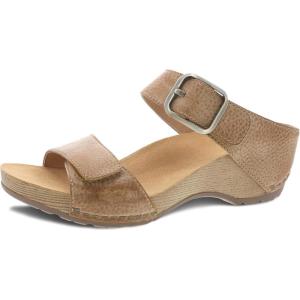 imageDansko Tanya SlipOn Wedge Sandal for Women  Cushioned Contoured Footbed for AllDay Comfort and Support  Hook ampamp Loop Strap with Buckle Detail  Lightweight Rubber OutsoleTan