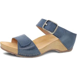 imageDansko Tanya SlipOn Wedge Sandal for Women  Cushioned Contoured Footbed for AllDay Comfort and Support  Hook ampamp Loop Strap with Buckle Detail  Lightweight Rubber OutsoleBlue