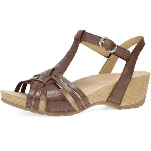 imageDansko Tia Fisherman Wedge Sandal for Women  Contoured Footbed for AllDay Comfort and Support  Adjustable Hook ampamp Loop Straps with Buckle DetailBrown