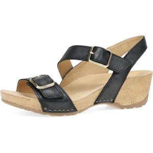 imageDansko Trinity Wedge Sandal for Women  Contoured Footbed for AllDay Comfort and Support  Hook ampamp Loop Strap with Buckle Detail  Lightweight Rubber OutsoleBlack