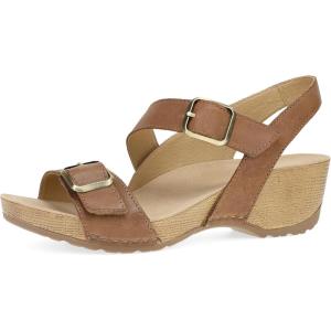 imageDansko Trinity Wedge Sandal for Women  Contoured Footbed for AllDay Comfort and Support  Hook ampamp Loop Strap with Buckle Detail  Lightweight Rubber OutsoleTan
