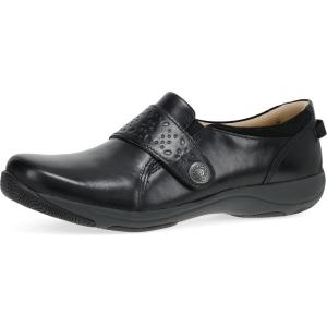 imageDansko Sallie Womens Comfort Shoe  Padded Leather Upper Adjustable Hook and Loop Vamp Comfort Foam Footbed with Arch Support Slip Resistant OutsoleBlack
