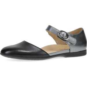 imageDansko Liv DOrsay Mary Jane Flats for Women  Arch Support Soft Leather Adjustable Buckle AllDay Comfort Quality ConstructionBlackPewter