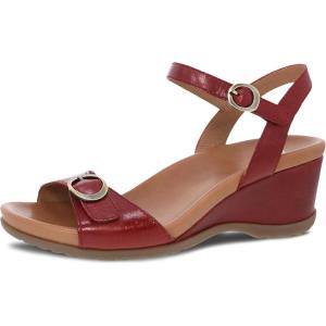 imageDansko Arielle Wedge Sandal for Women  Cushioned Contoured Footbed for AllDay Comfort and Support  Adjustable Hook ampamp Loop Strap with Buckle Detail  Lightweight Rubber OutsoleRed