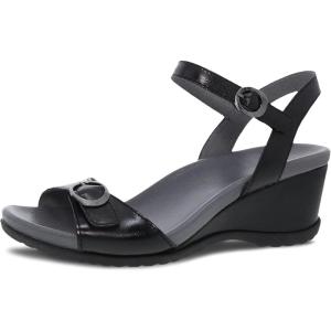 imageDansko Arielle Wedge Sandal for Women  Cushioned Contoured Footbed for AllDay Comfort and Support  Adjustable Hook ampamp Loop Strap with Buckle Detail  Lightweight Rubber OutsoleBlack