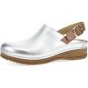 imageDansko Womens Merrin SlingBack Mule ClogDual Density CorkEVA Midsole and Lightweight Rubber Outsole Provide a Comfortable Ride on Patented Stapled ConstructionSilver Metallic