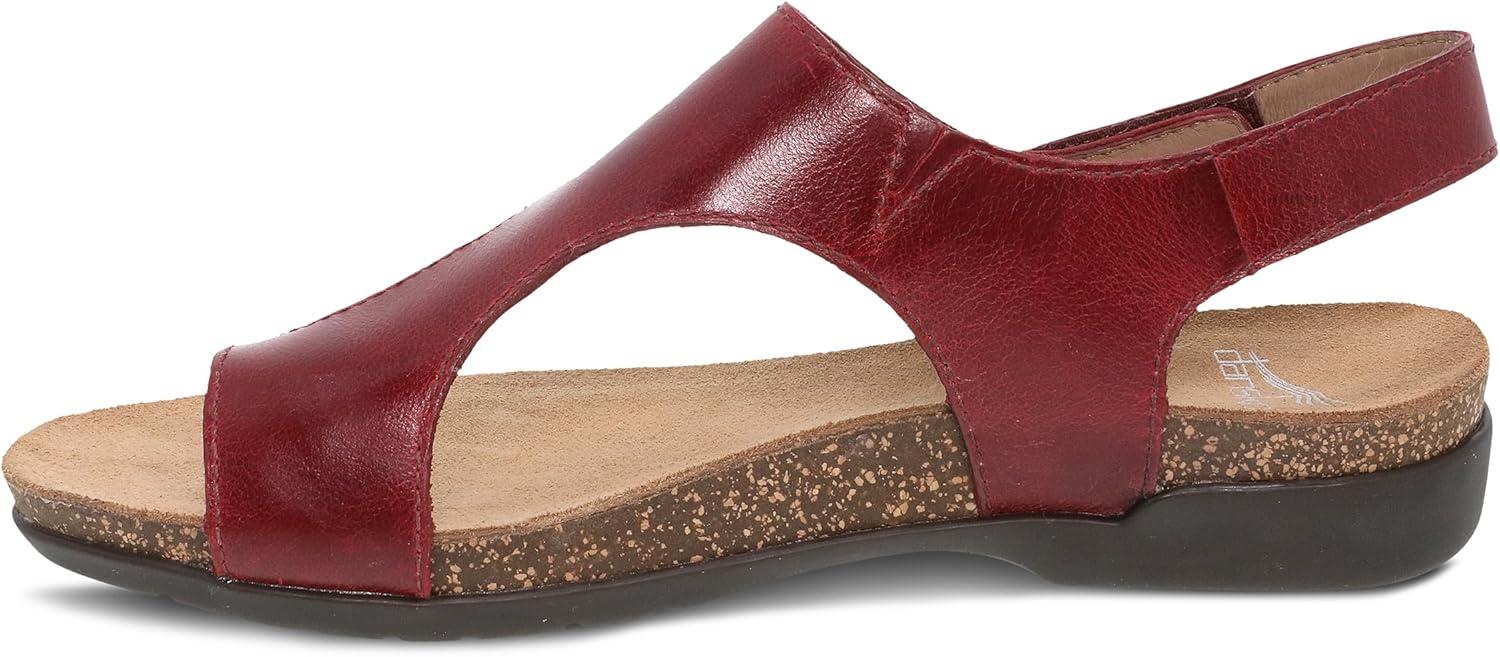 imageDansko Reece Sandal for Women  Memory Foam and Cork Footbed for Comfort and Arch Support  Lightweight Rubber Outsole for LongLasting Wear with Hook ampamp Loop StrapCinnabar