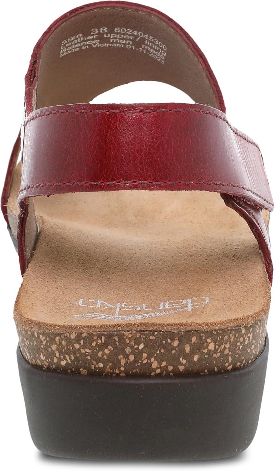 imageDansko Reece Sandal for Women  Memory Foam and Cork Footbed for Comfort and Arch Support  Lightweight Rubber Outsole for LongLasting Wear with Hook ampamp Loop StrapCinnabar