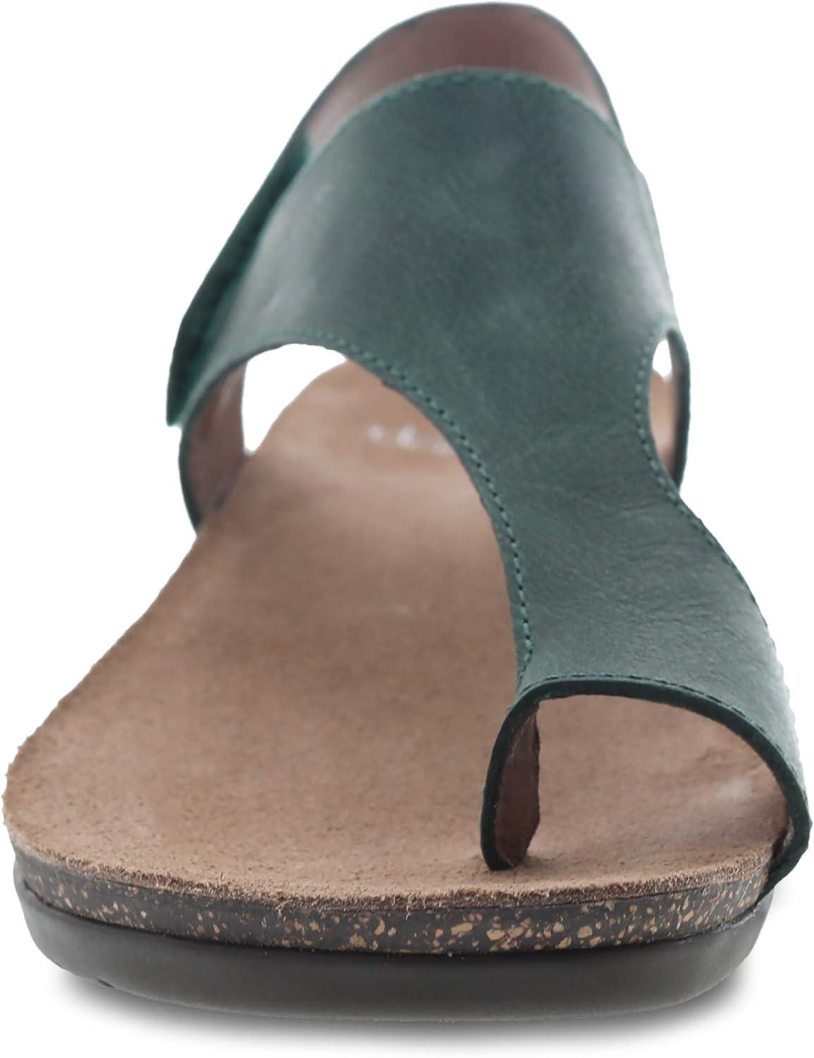 imageDansko Reece Sandal for Women  Memory Foam and Cork Footbed for Comfort and Arch Support  Lightweight Rubber Outsole for LongLasting Wear with Hook ampamp Loop StrapGreen
