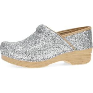 imageDansko Professional Glitter SlipOn Clogs for Women  Rocker Sole and Arch Support for Comfort  Shiny and Stylish Glitter Uppers Silver Glitter 9510 M US
